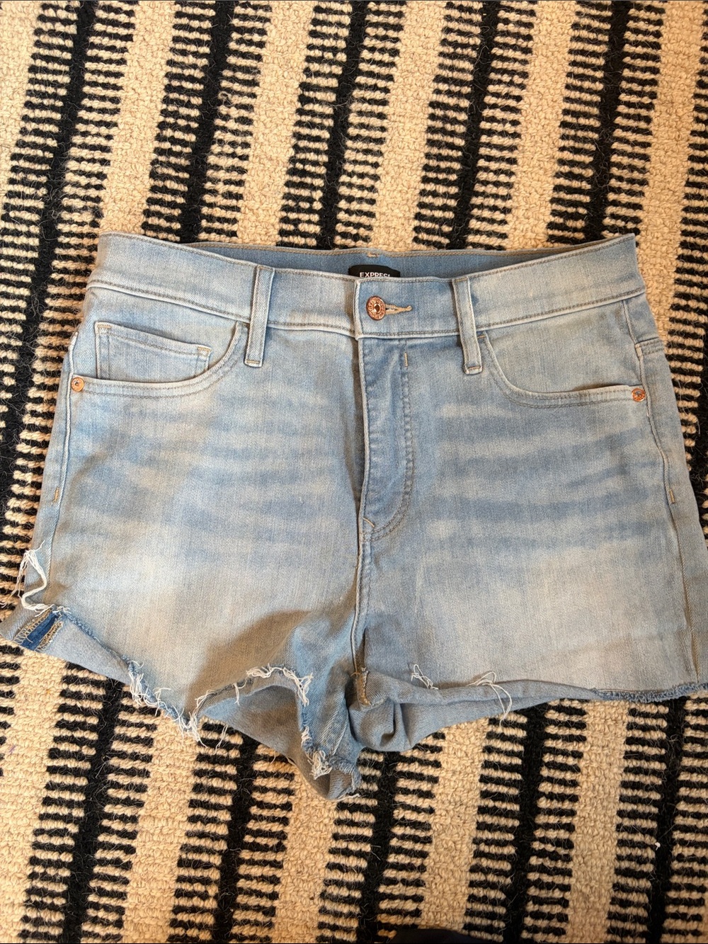Express Light Blue Distressed Denim Cutoff Shorts
